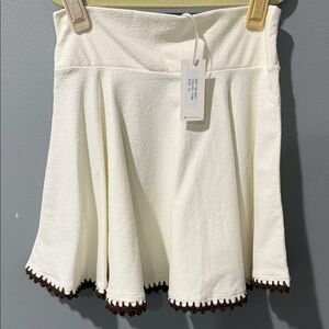 Ivory Skirt with Chocolate Trim